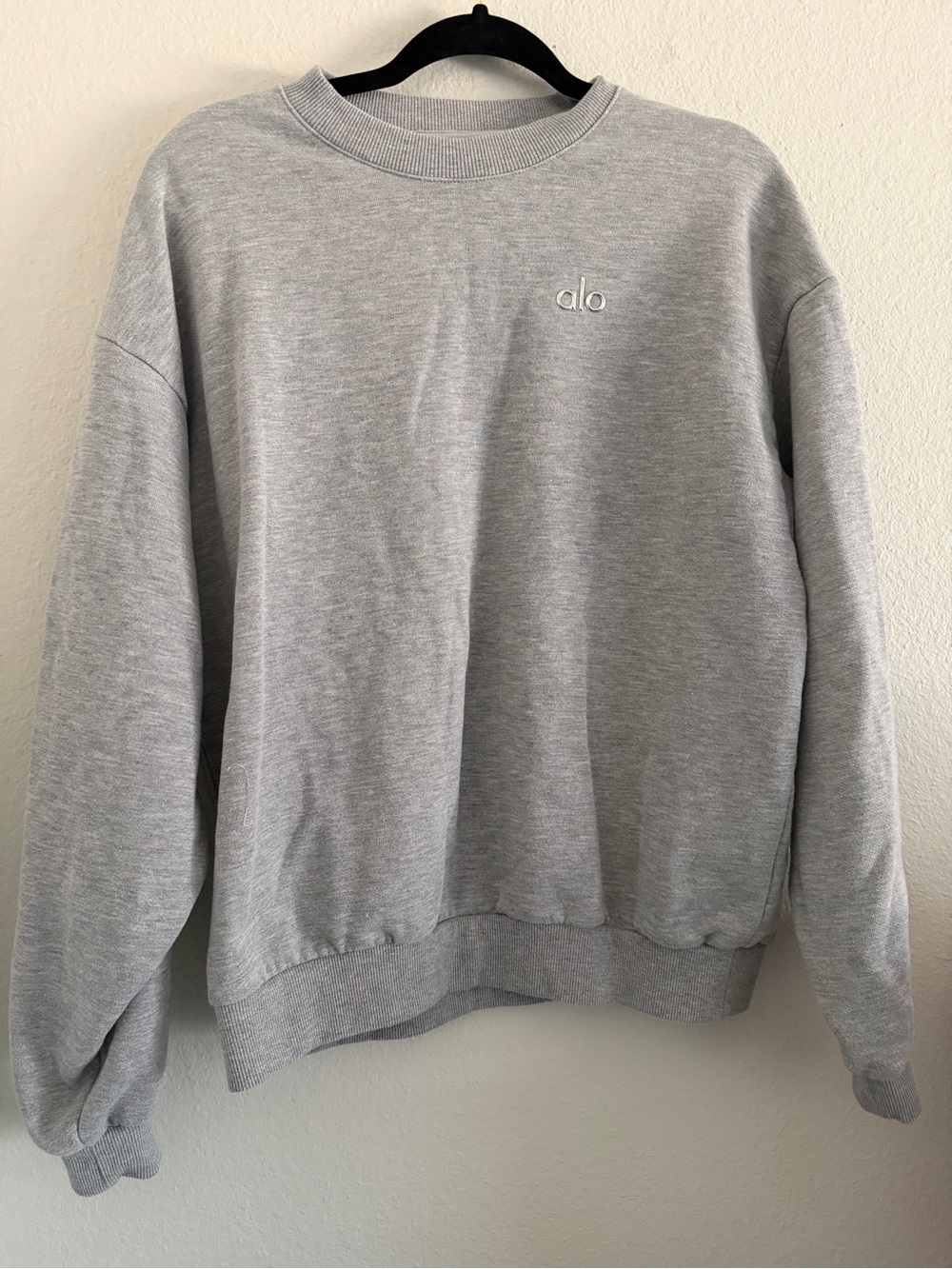 Alo Yoga Accolade Crew Neck Pullover Sweatshirt Grey Oversized Small